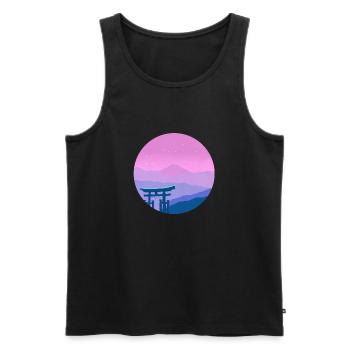 Vaporwave Japan - Men's Premium Organic Tank Top - black - Front - AI Model Male 178 light (178cm)