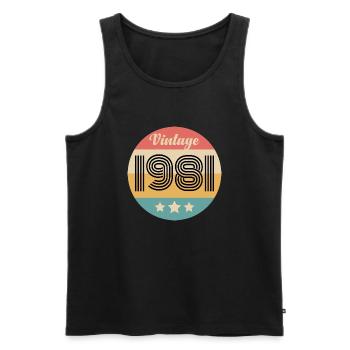 VINTAGE 1981 - Men's Premium Organic Tank Top - black - Front - AI Model Male 178 light (178cm)