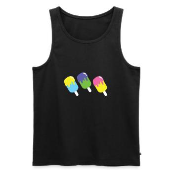 Three multicoloured ice-creams on popsticks - Men's Premium Organic Tank Top - black - Front - Michal (187cm)