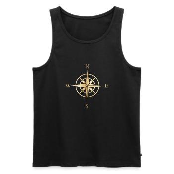 Boussole rétro conception de tatouage amant de plein air - Débardeur bio Premium Homme - noir - Devant - AI Model Male 178 light (178cm)