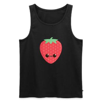 Kawaii Erdbeere - Männer Premium Bio Tank Top - Schwarz - Vorne - AI Model Male 178 light (178cm)