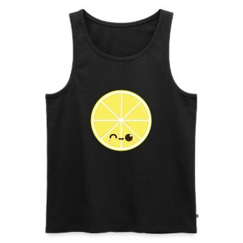 Kawaii lemon slice - Men's Premium Organic Tank Top - black - Front - AI Model Male 178 light (178cm)