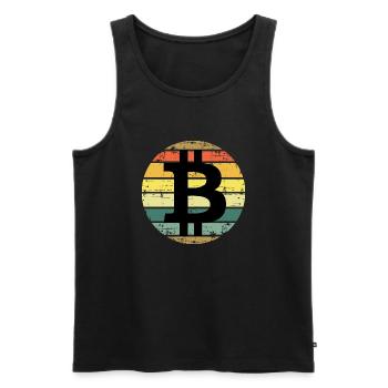 Bitcoin BTC Crypto Retro Vintage - Débardeur bio Premium Homme - noir - Devant - AI Model Male 178 light (178cm)
