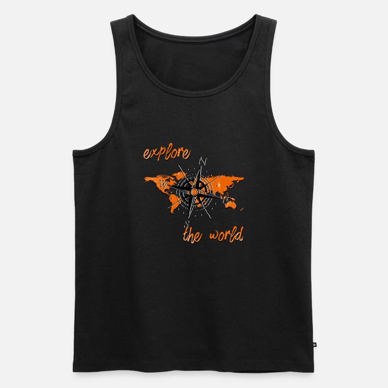 Orange Explore - Männer Premium Bio Tank Top - Schwarz