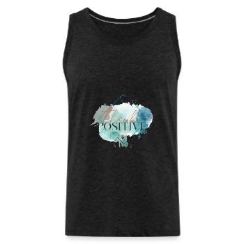 Think positive - motivational quote - Men's Premium Organic Tank Top - charcoal grey - Front - Alexander (188cm)