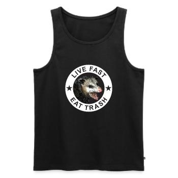 Live Fast Eat Trash Possum - Männer Premium Bio Tank Top - Schwarz - Vorne - Michal (187cm)