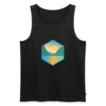 Fjord Norway Mountain and Lake Gift Idea - Men's Premium Organic Tank Top - black - Front - Michal (187cm)
