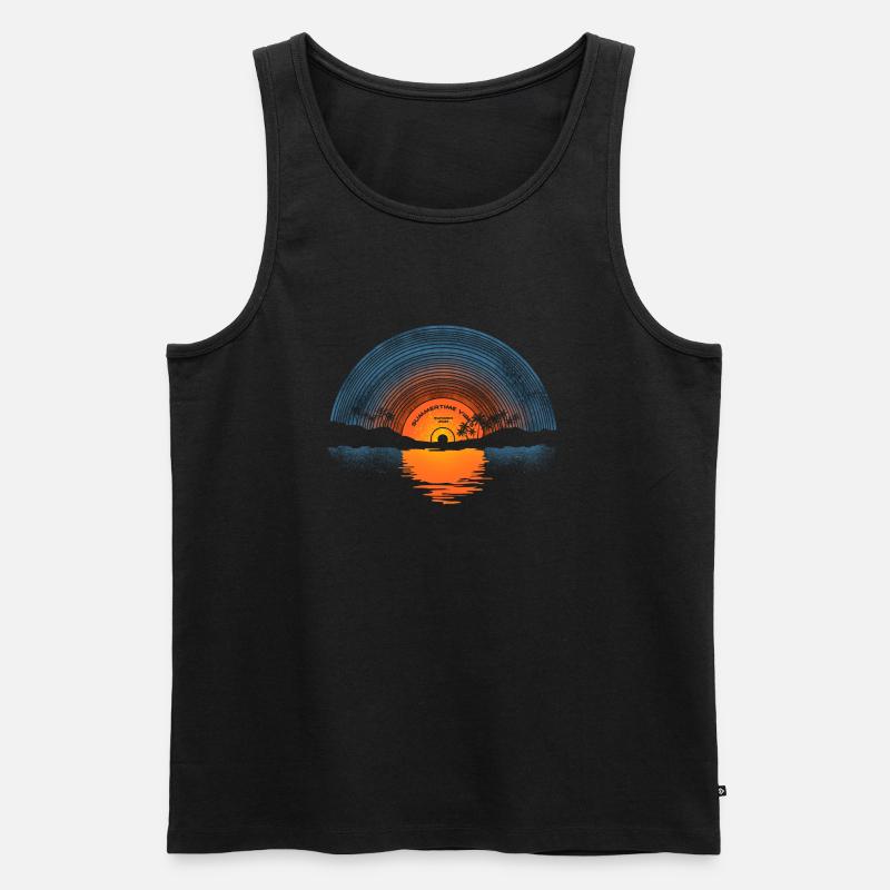 Sunset Vinyl - Männer Premium Bio Tank Top - Schwarz