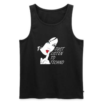 Techno-Girl Design Techno Music Sort cadeau - Débardeur bio Premium Homme - noir - Devant - AI Model Male 178 light (178cm)