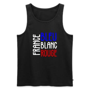 France bleu blanc rouge drapeau national - Débardeur bio Premium Homme - noir - Devant - AI Model Male 178 light (178cm)