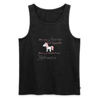 Licorne Infimiere - Débardeur bio Premium Homme - noir - Devant - AI Model Male 178 light (178cm)