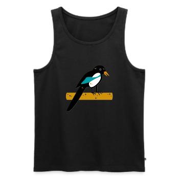 Elster - Männer Premium Bio Tank Top - Schwarz - Vorne - AI Model Male 178 light (178cm)