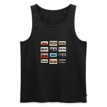 #Music retro vintage cassette tape 80s - Men's Premium Organic Tank Top - black - Front - AI Model Male 178 light (178cm)