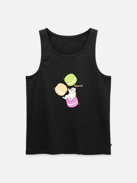 Chat et Macaron - Débardeur bio Premium Homme - noir