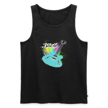 Jazz Guitar Splash Blue - Männer Premium Bio Tank Top - Schwarz - Vorne - AI Model Male 178 light (178cm)