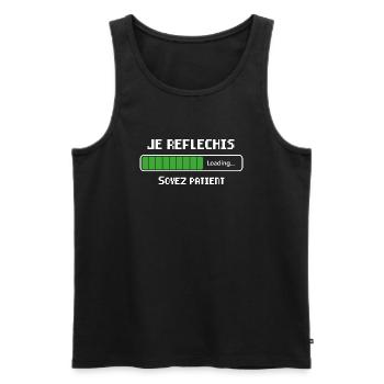 Je Réfléchis Soyez Patient Cadeau - Débardeur bio Premium Homme - noir - Devant - AI Model Male 178 light (178cm)