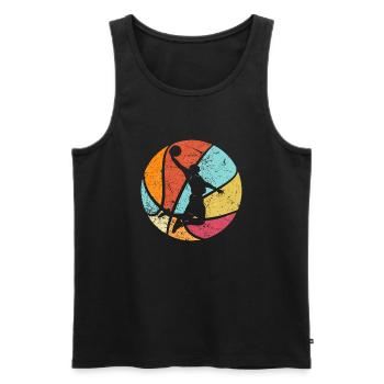 Basketball Spieler Basketballer Retro Dunk - Männer Premium Bio Tank Top - Schwarz - Vorne - Michal (187cm)