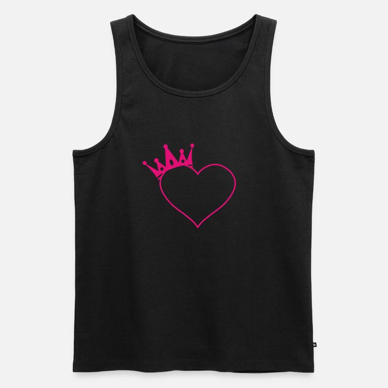 Herz mit Krone Pink - Männer Premium Bio Tank Top - Schwarz