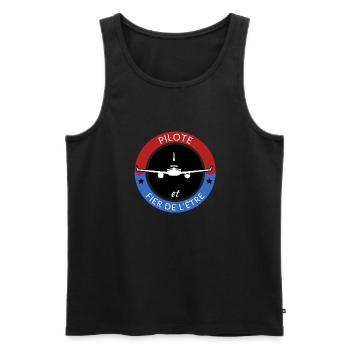 Cadeau pour Pilote d´avion et fier de l´être - Débardeur bio Premium Homme - noir - Devant - Michal (187cm)
