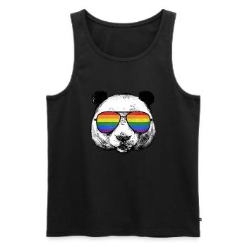 LGBT Panda Arc-en-ciel Drapeau LGBTQ Gay Pride - Débardeur bio Premium Homme - noir - Devant - AI Model Male 178 light (178cm)