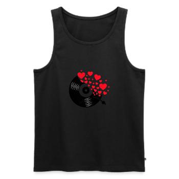 Vinyl Schallplatte Herzen Musikliebhaber Retro - Männer Premium Bio Tank Top - Schwarz - Vorne - AI Model Male 178 light (178cm)