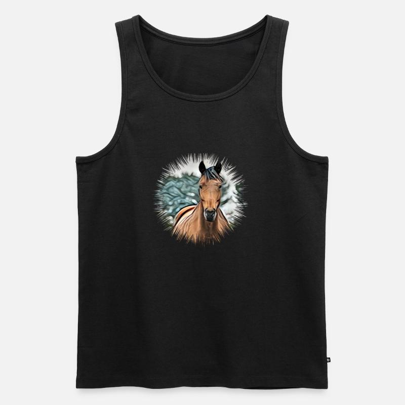 Pferd - Männer Premium Bio Tank Top - Schwarz