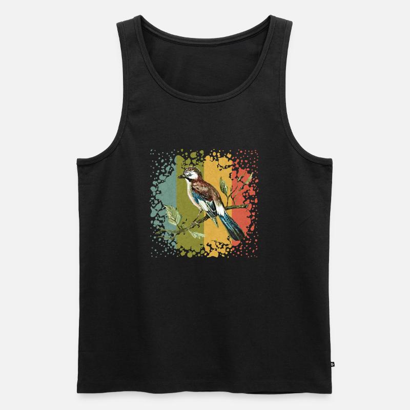 Bunter Vogel - Männer Premium Bio Tank Top - Schwarz