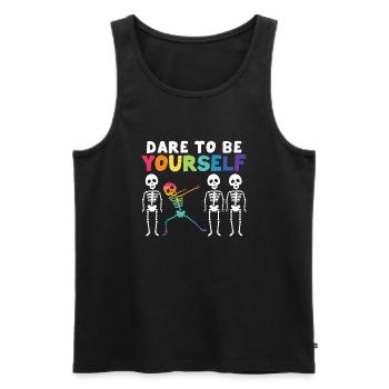 Funny Dabbing Skeleton Proud LGBT Pride Dare To Be - Männer Premium Bio Tank Top - Schwarz - Vorne - Michal (187cm)