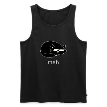 drôle de chat noir meh cat - Débardeur bio Premium Homme - noir - Devant - Michal (187cm)