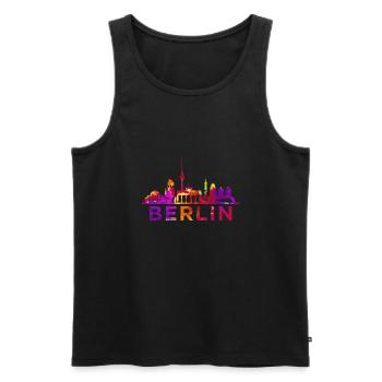 Berlin Skyline Impression Souvenir Geschenkidee - Männer Premium Bio Tank Top - Schwarz - Vorne - Michal (187cm)