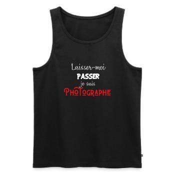 laisse-moi passer je suis photographe - Débardeur bio Premium Homme - noir - Devant - Michal (187cm)