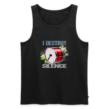Bass Drum Kick Drum I Destroy Silence - Men's Premium Organic Tank Top - black - Front - AI Model Male 178 light (178cm)