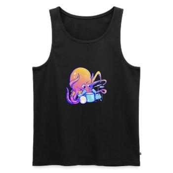 Octopus plays drums - Men's Premium Organic Tank Top - black - Front - Michal (187cm)