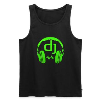 casque-musique-dj - Débardeur bio Premium Homme - noir - Devant - AI Model Male 178 light (178cm)