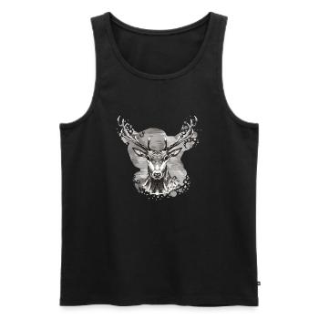 Cerf - Débardeur bio Premium Homme - noir - Devant - Michal (187cm)