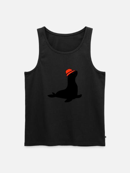 seal fishing hat - Men's Premium Organic Tank Top - black