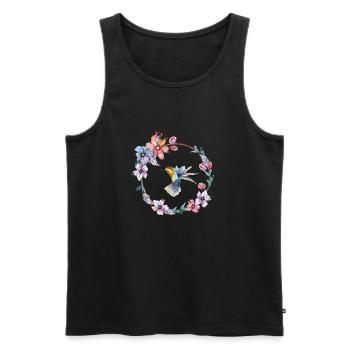 Kolibri Blumenkranz - Männer Premium Bio Tank Top - Schwarz - Vorne - Michal (187cm)