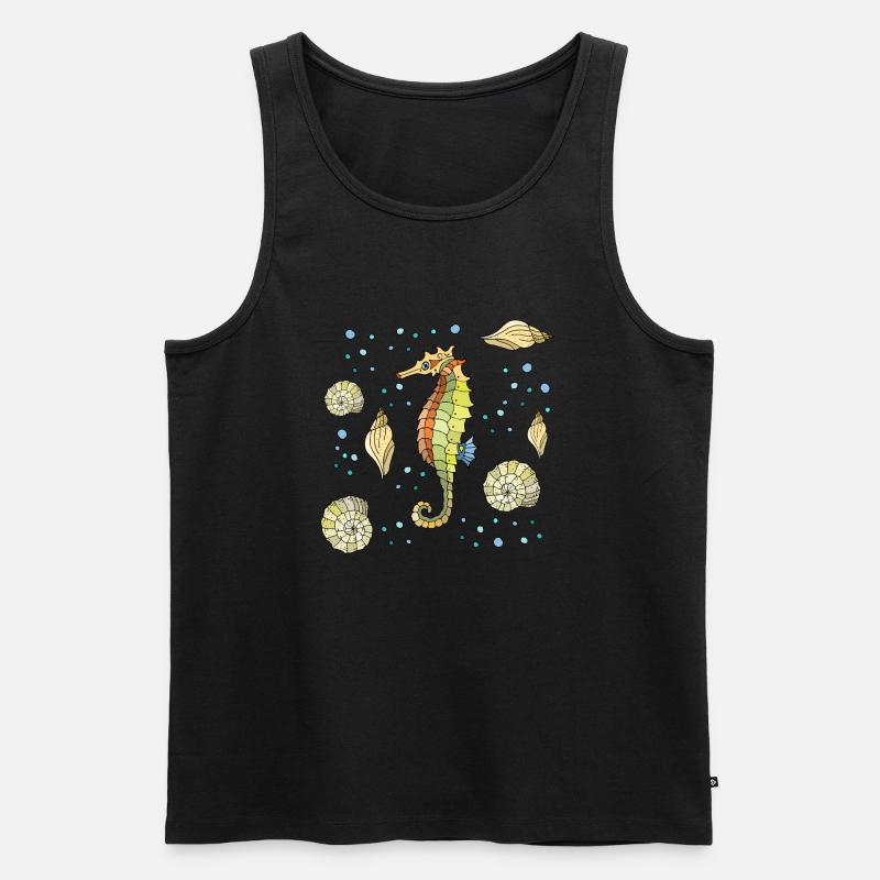 Seepferdchen - Männer Premium Bio Tank Top - Schwarz