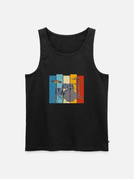 Perkusja Funny Gift Retro Perkusista Perkusja - Ekologiczny tank top męski Premium - czarny