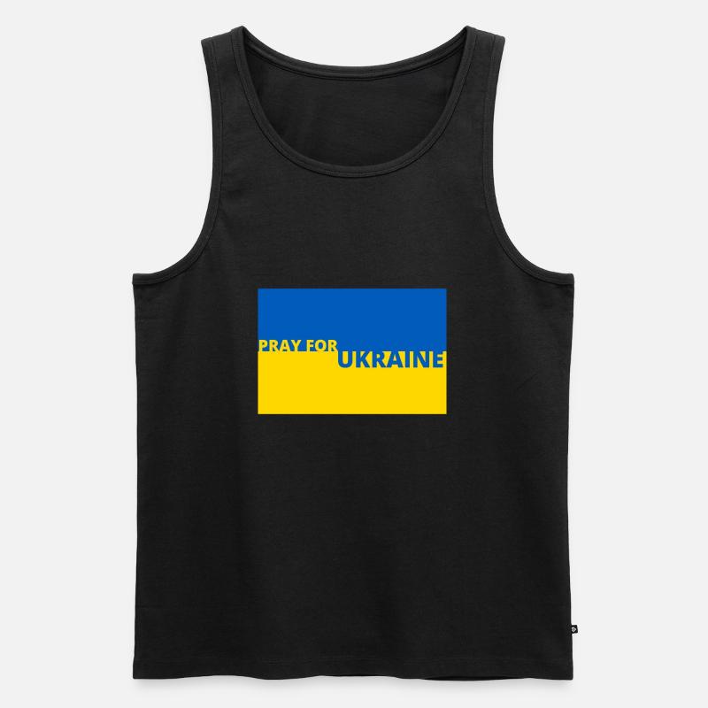 PRAY for Ukraine - Männer Premium Bio Tank Top - Schwarz