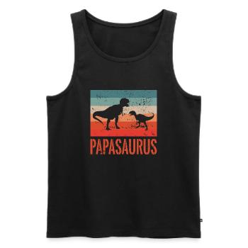Papa Cadeau de fête des pères Papasaurus Dino Papa - Débardeur bio Premium Homme - noir - Devant - Michal (187cm)