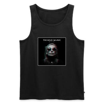 Techno music glitch - Men's Premium Organic Tank Top - black - Front - AI Model Male 178 light (178cm)
