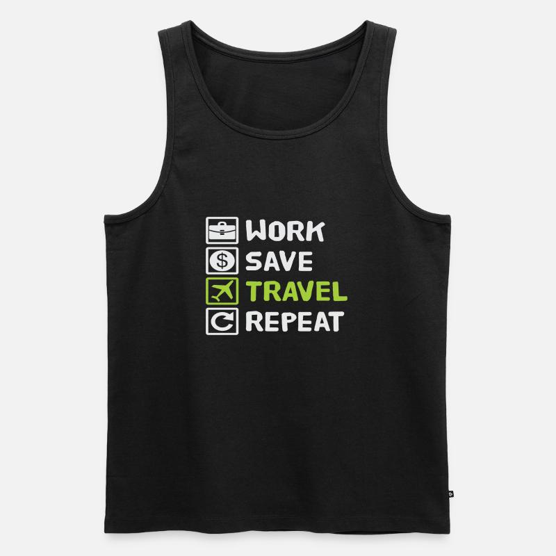 Work Save Travel Repeat - Männer Premium Bio Tank Top - Schwarz