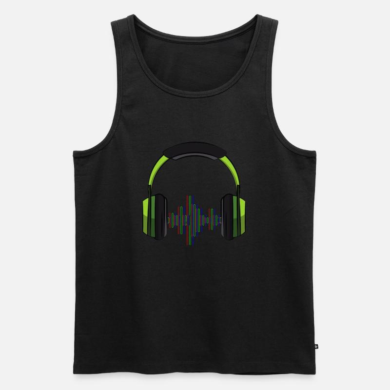 Musikkopfhörer - Männer Premium Bio Tank Top - Schwarz