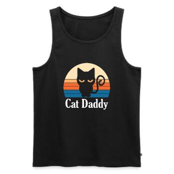 Chat Papa Rétro Vintage Katze - Débardeur bio Premium Homme - noir - Devant - Michal (187cm)