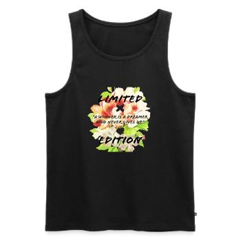 Zitat - Männer Premium Bio Tank Top - Schwarz - Vorne - Michal (187cm)