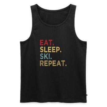 Eat Sleep Ski Repeat - Sport - Skifahren - Skier - Männer Premium Bio Tank Top - Schwarz - Vorne - AI Model Male 178 light (178cm)