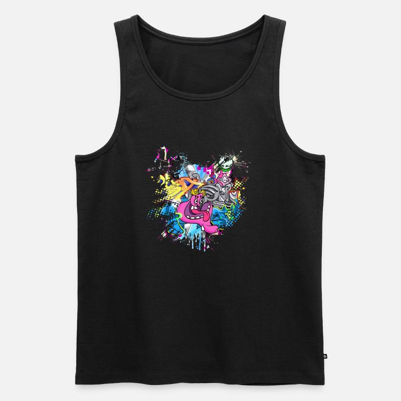 Graffitti - Männer Premium Bio Tank Top - Schwarz
