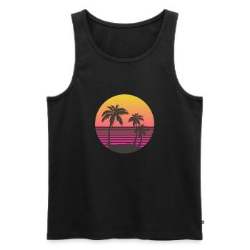 Synthwave Sun and Palms - Männer Premium Bio Tank Top - Schwarz - Vorne - AI Model Male 178 light (178cm)