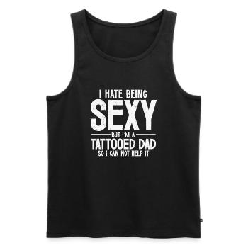 Je déteste être sexy mais je suis un papa tatoué... - Débardeur bio Premium Homme - noir - Devant - Michal (187cm)